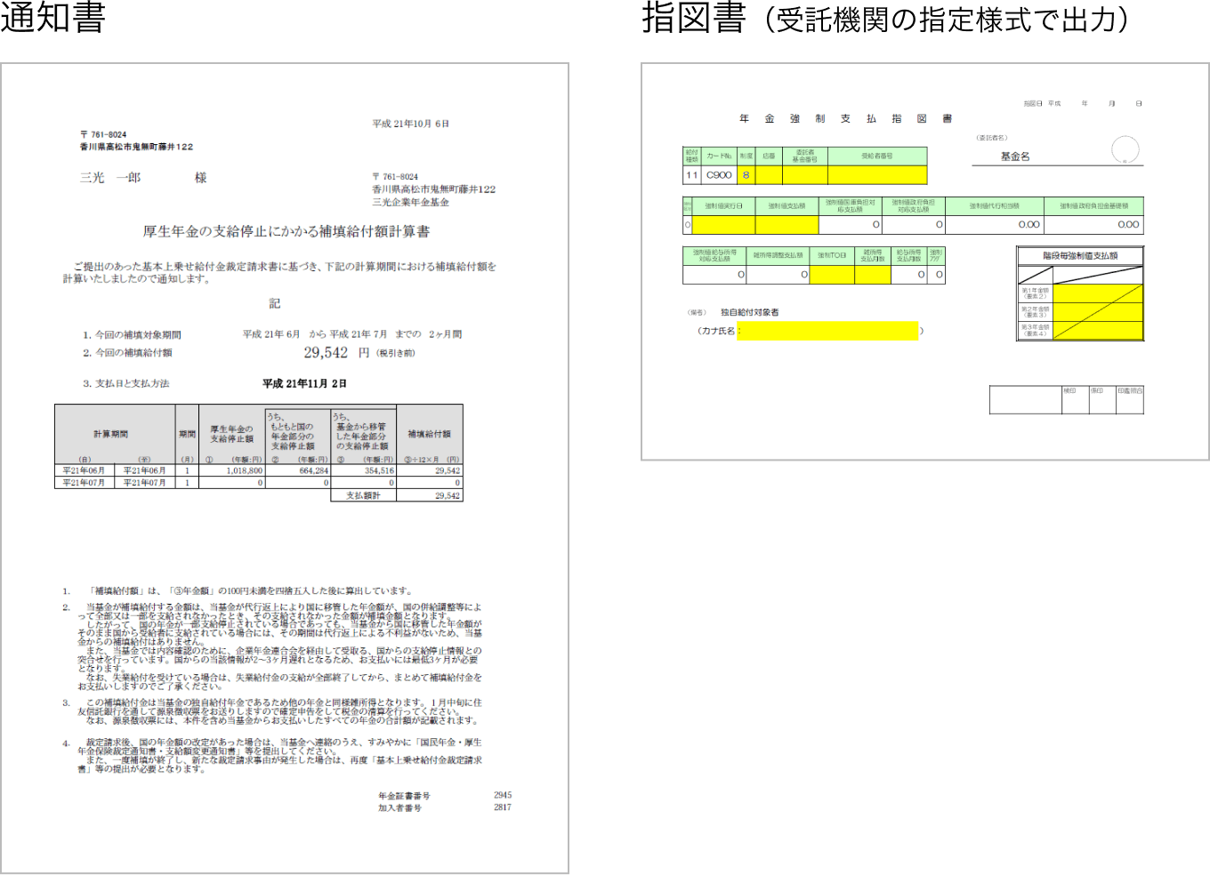 通知書　指図書